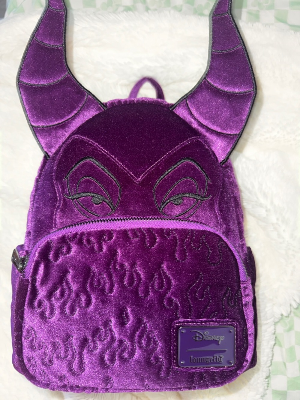 Disney Loungefly Maleficent Purple Velvet Mini Backpack